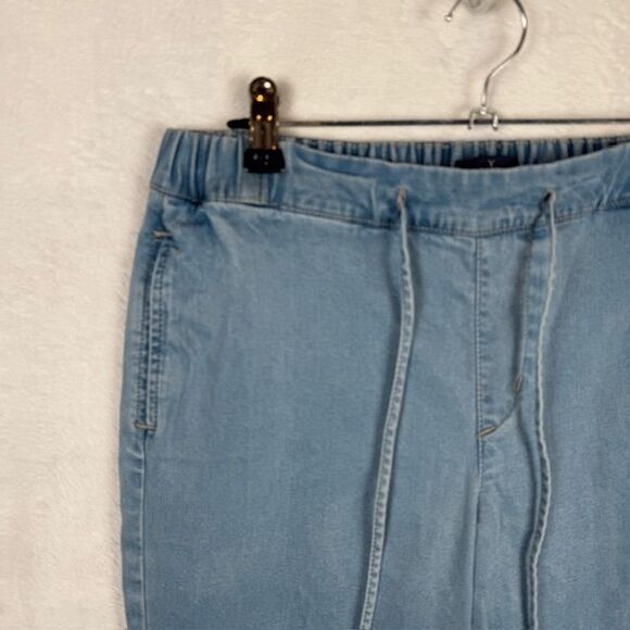NYDY Jamie Chambray Relaxed Ankle Pants Drawstring Elastic Waist Size 2 - Picture 3 of 14